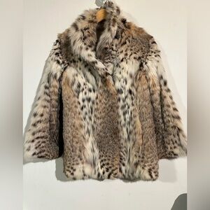 Vintage lynx natural fur coat mid length rare